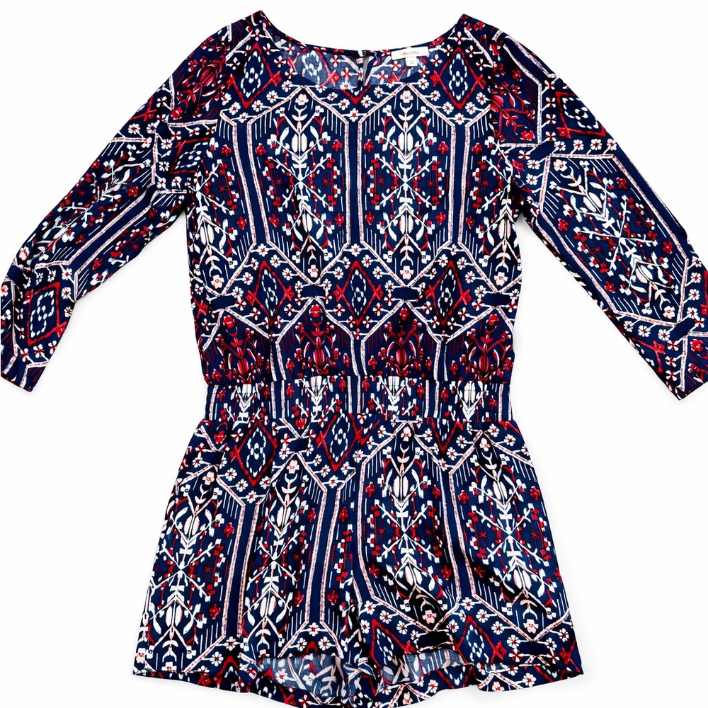 Ella Moss Navy Blue Red White Printed Romper